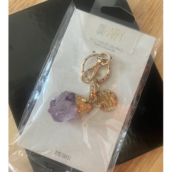 Paper Destiny gold and purple amethyst keychain of balance NWT - Picture 1 of 4